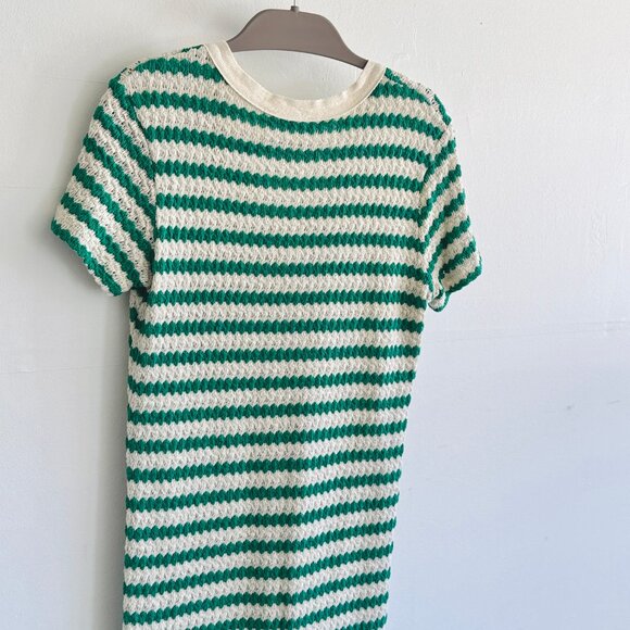 MANGO Green and White Striped Jersey Dress - Picture 8 of 8